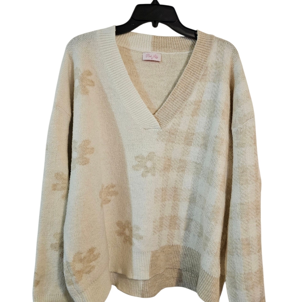 Pink Lilly V Neck Sweater XL